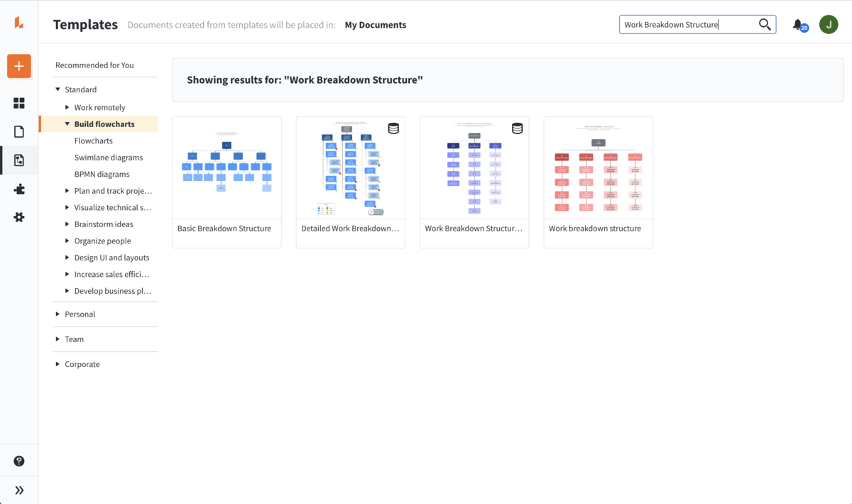 Use Lucidchart to take action from your work breakdown structure