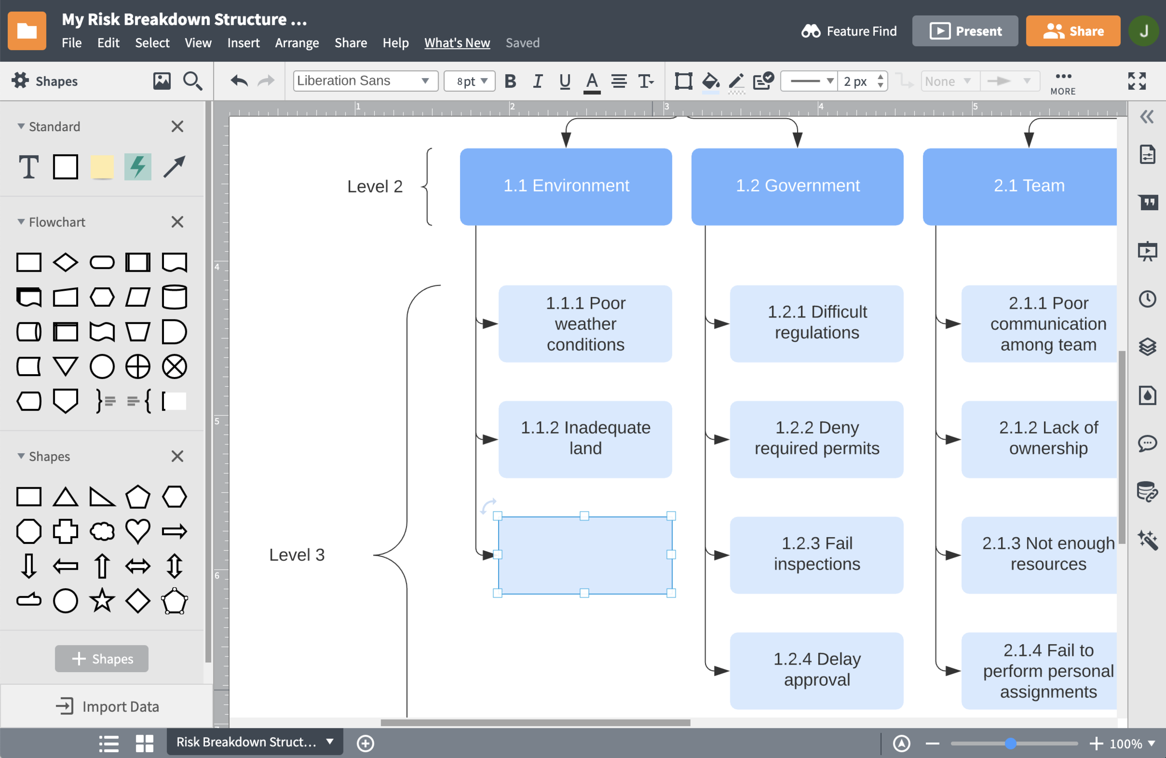 Create basic WBS diagrams with easy-to-use features