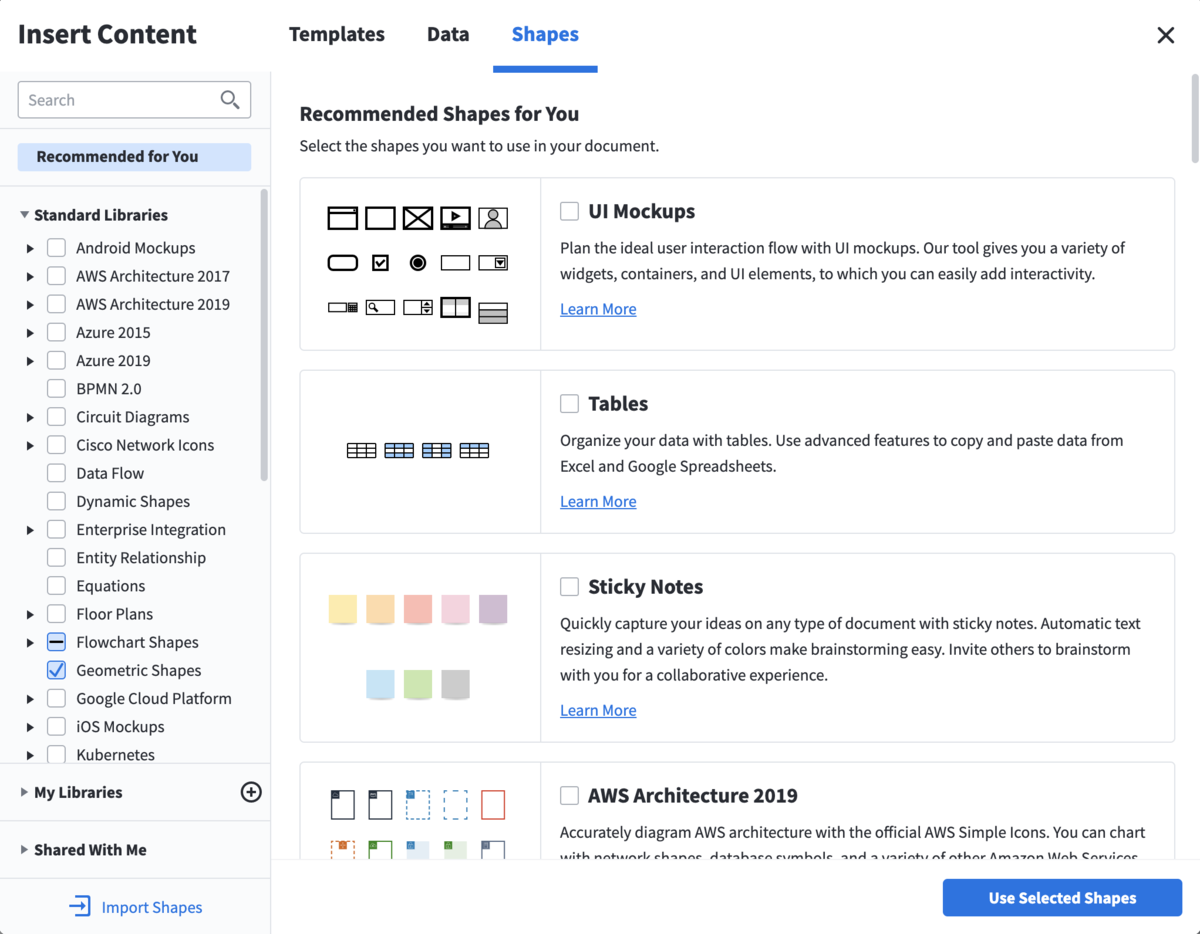 custom shapes in Lucidchart