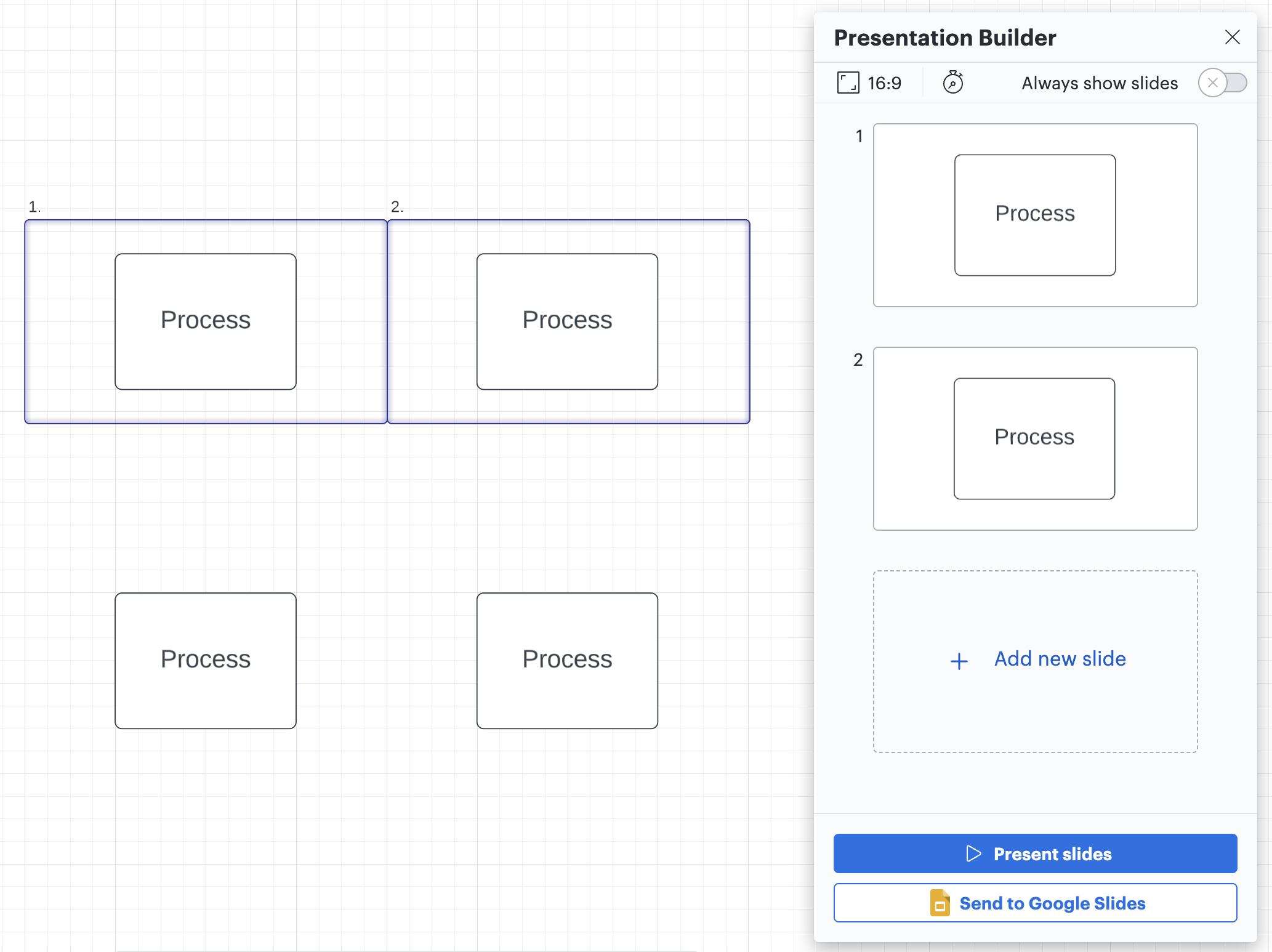 How to Position a Presentation Slide on Lucidchart Canvas