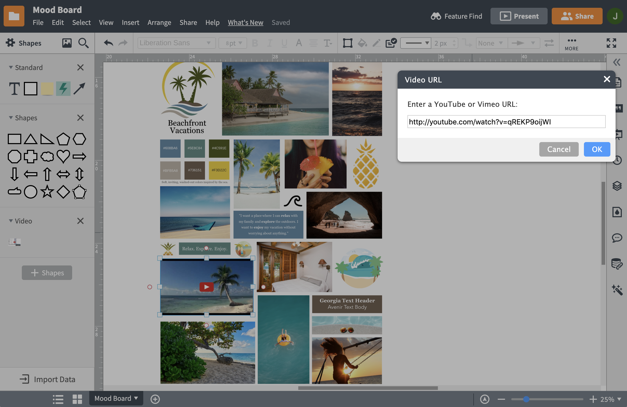 Create an interactive whiteboard by adding files, links, media, and more
