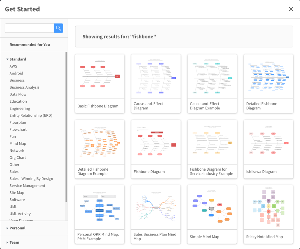Choose a template to jump-start your brainstorming session