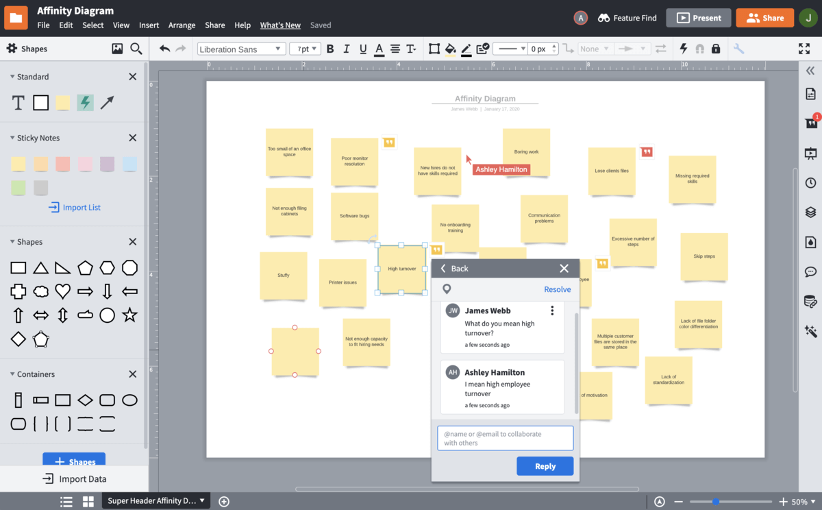 Start affinity diagramming with your team in real time