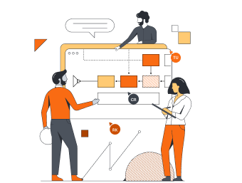 3 personnes collaborant en temps réel sur un graphique dans Lucidchart