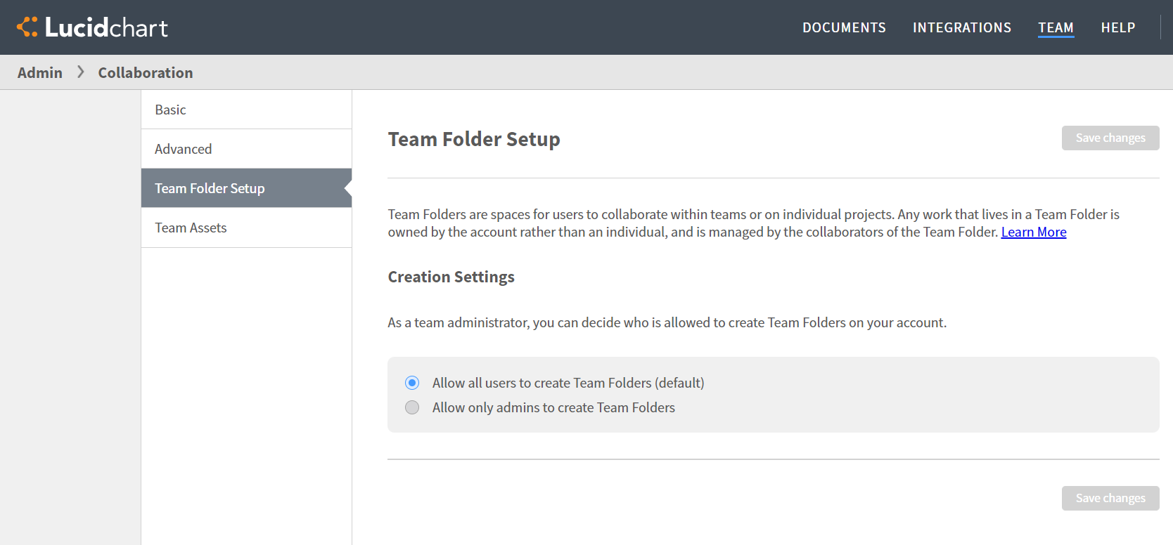 Admin team folders setup