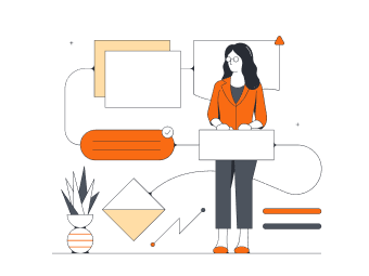 Persoon met blokschemavormen