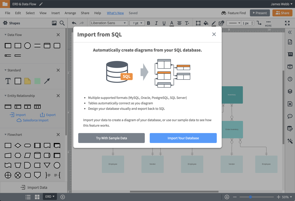 Import your database structure