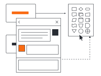 Lucidchart の機能を指すイラスト