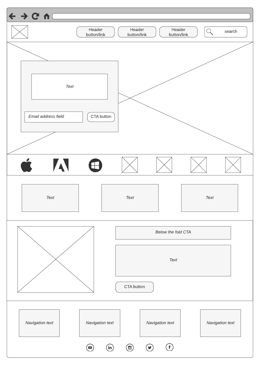 Home page wireframe 2 (click on image to modify online)