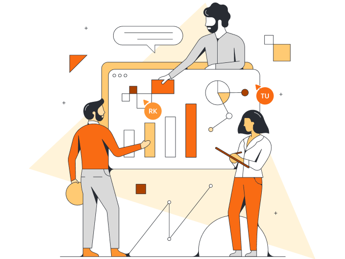 Visuele weergave van mensen die samenwerken in een Lucidchart document