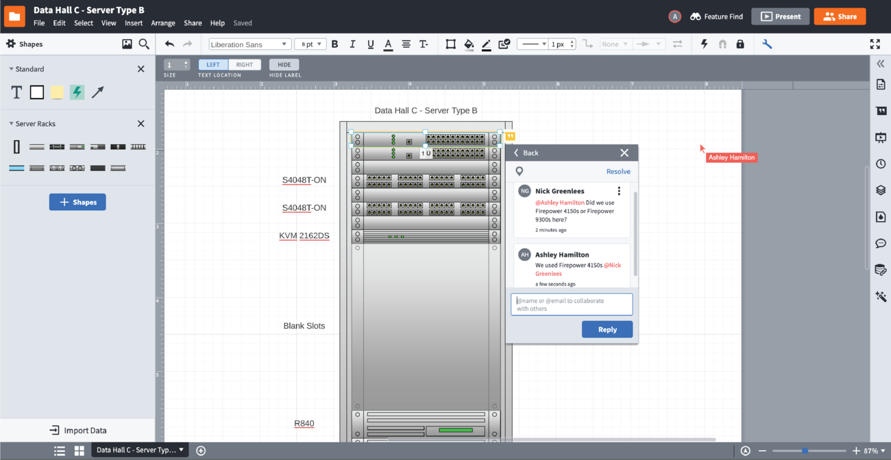 Store, collaborate, and share your rack diagrams