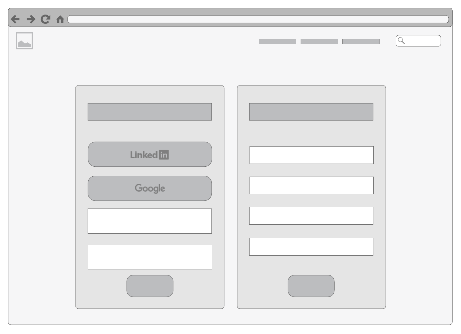로그인 또는 가입 페이지 기본 와이어프레임