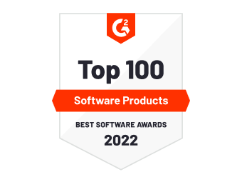 Lucidchart's G2-badge voor Top 100 Softwareproducten in 2022