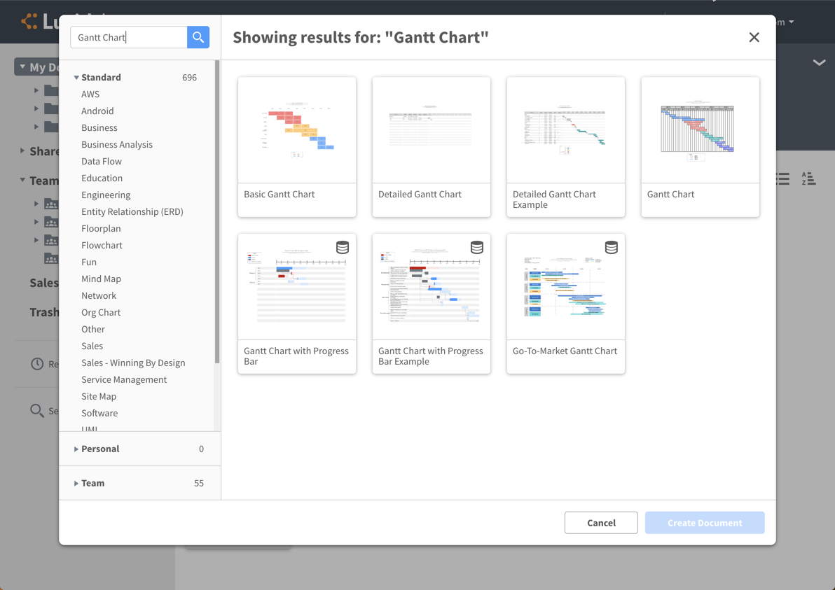 Select a specialized Gantt chart template from our gallery