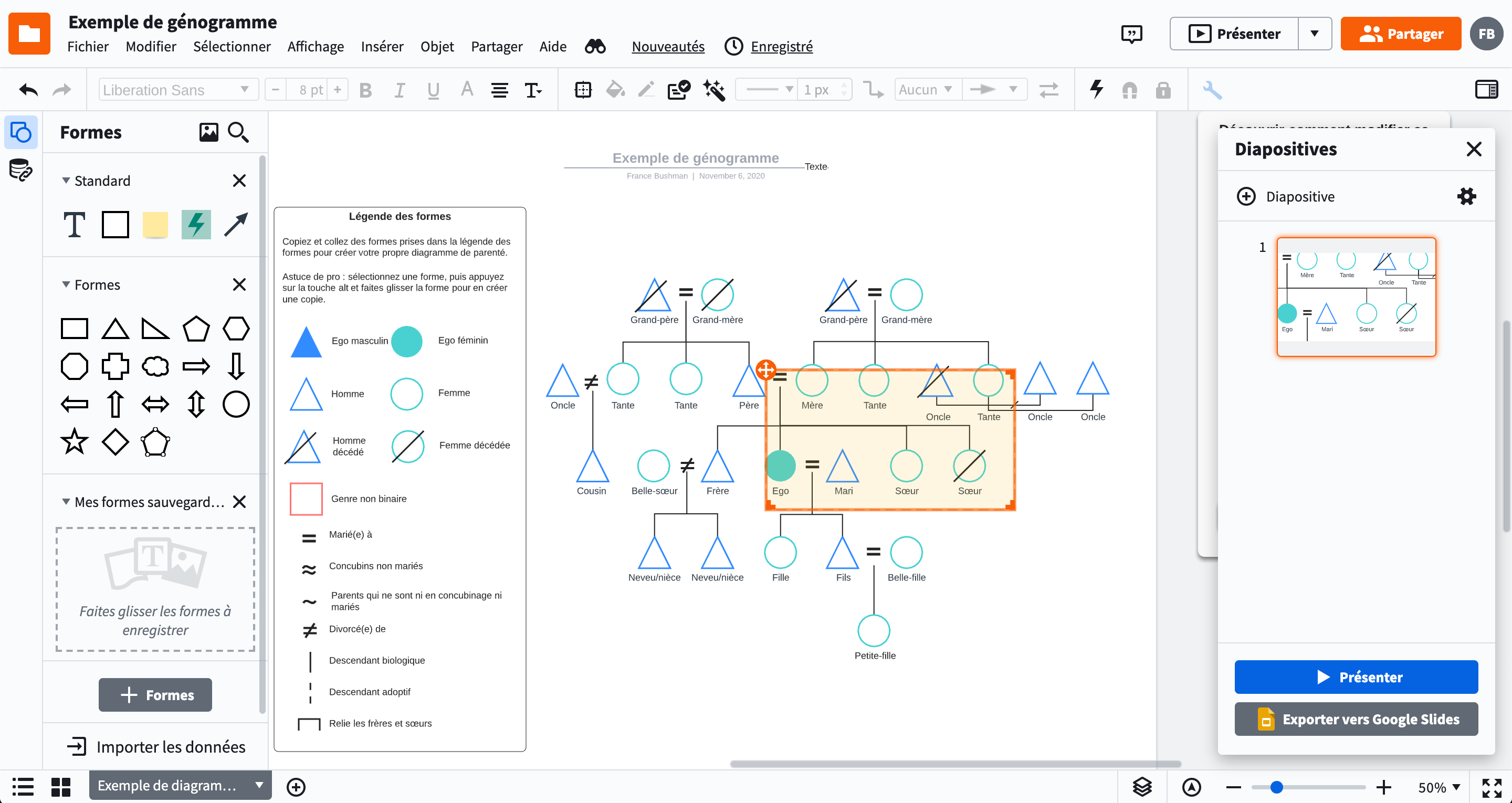 Presenting a genogram online has never been easier