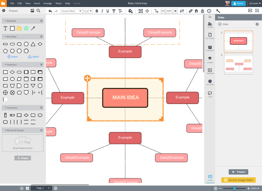 Present and share mind maps online
