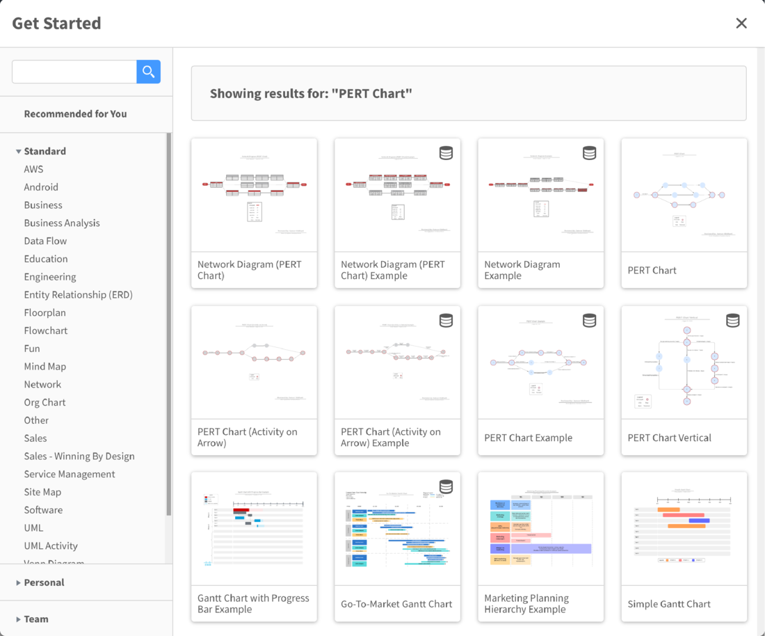 Select from hundreds of project management templates