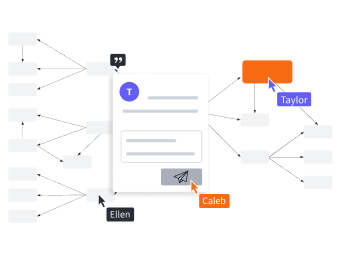 puntatori del mouse con i nomi delle persone che collaborano su Lucidchart