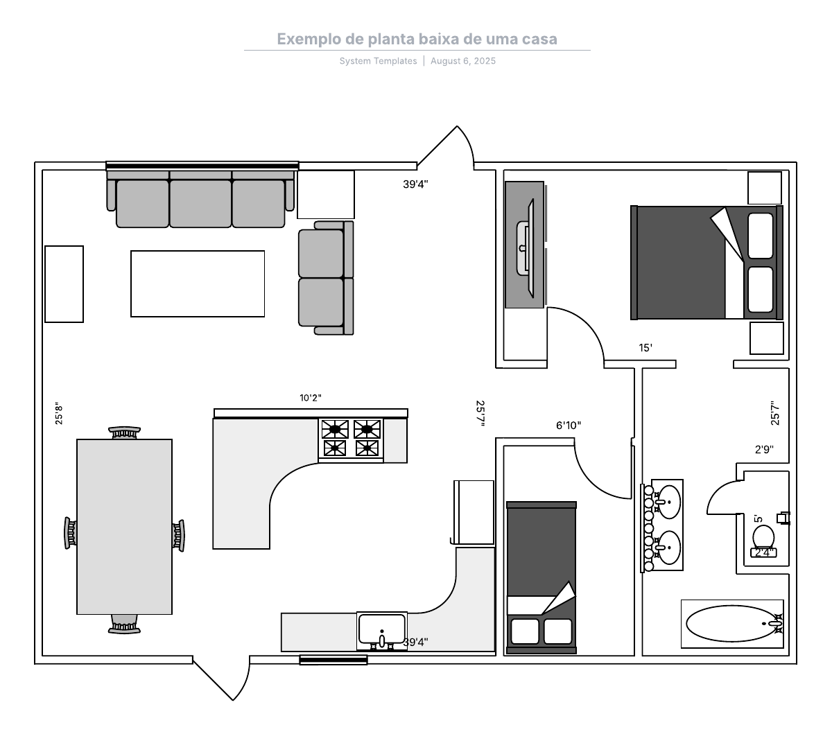 Exemplo de planta baixa de uma casa
