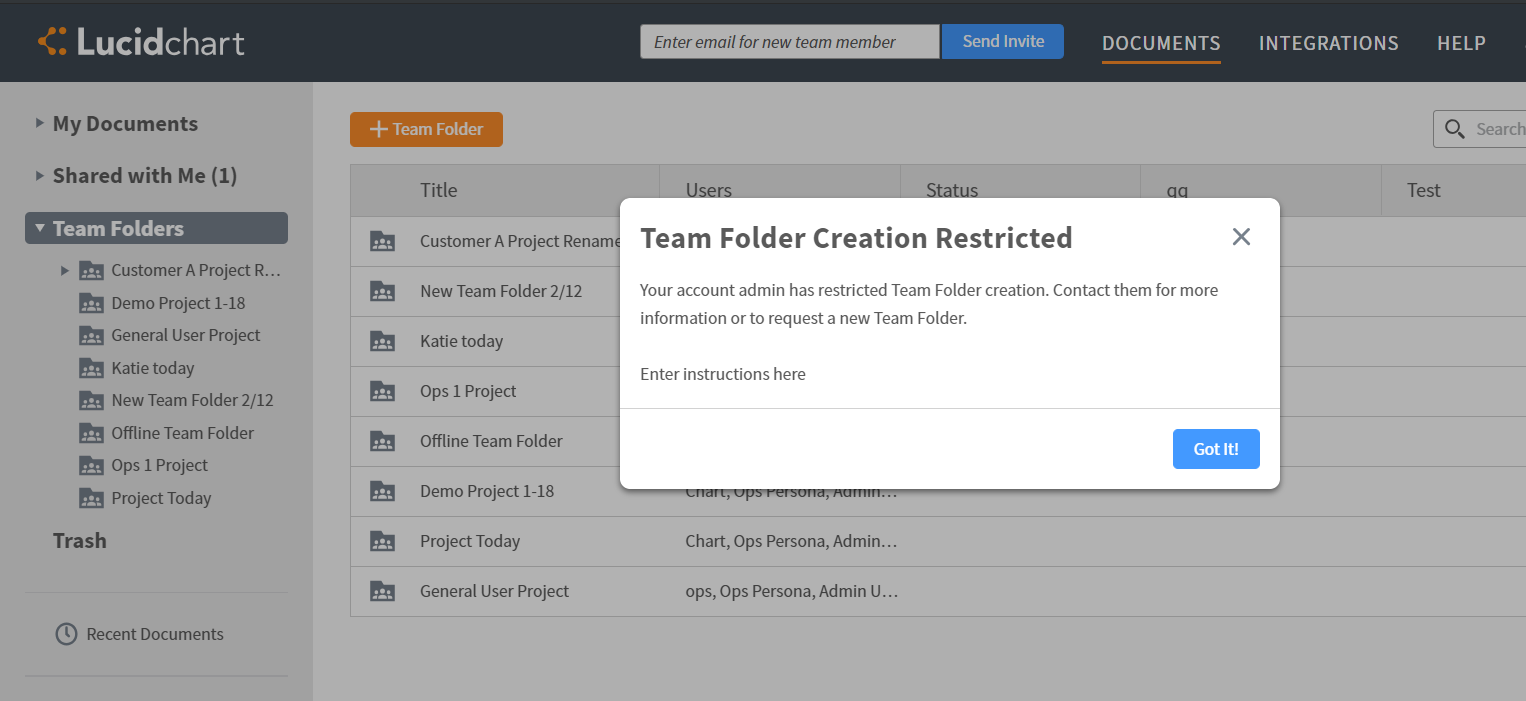 Restricted team folders access