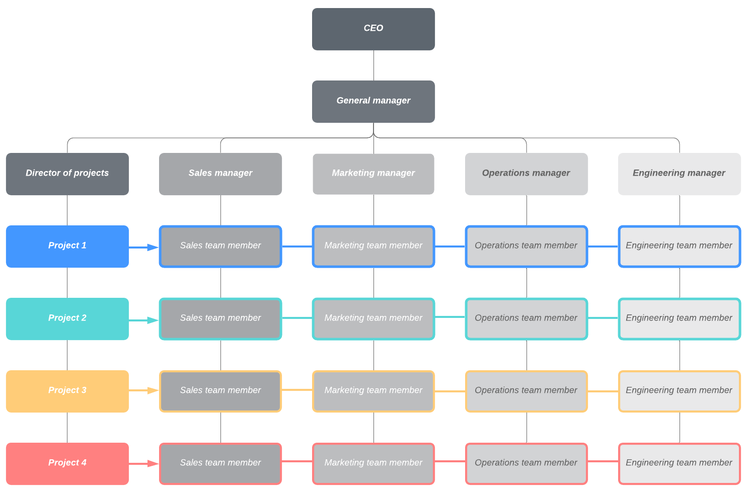 modello di organigramma a matrice