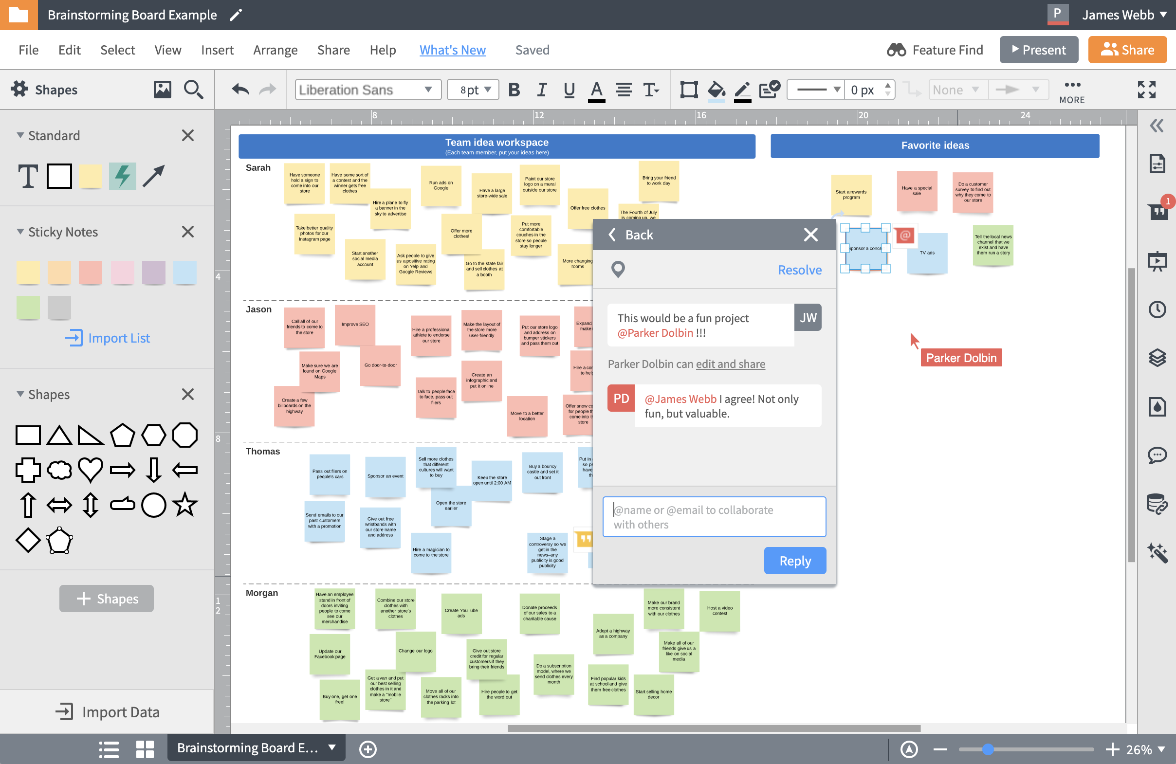 Leverage real-time collaboration in an online drawing board