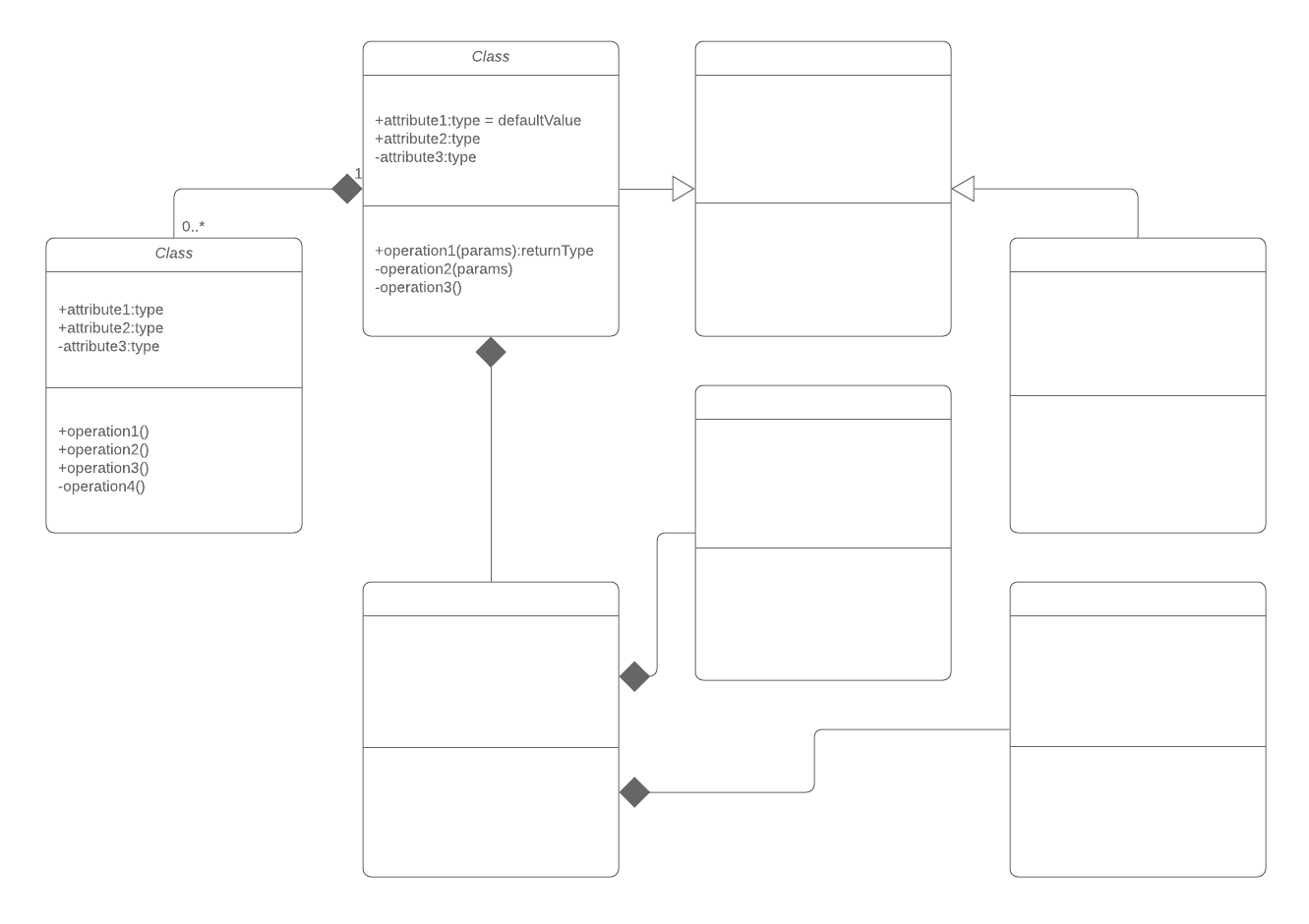 class diagram with UML notation
