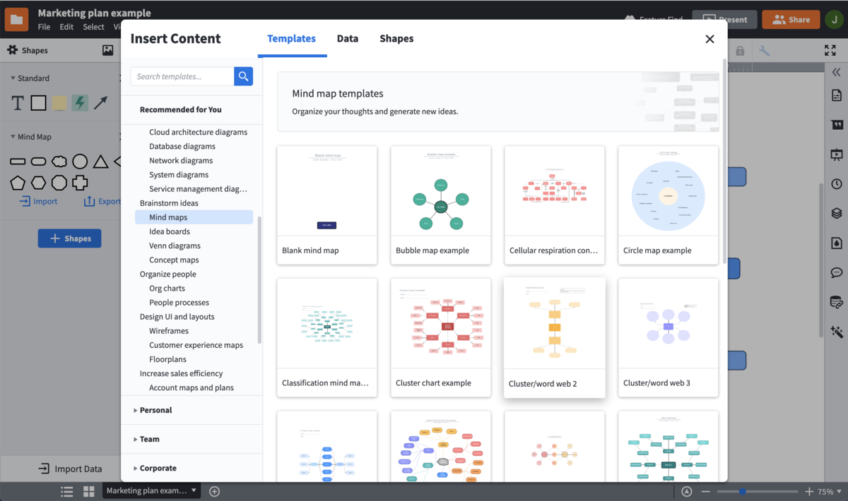 Navigate the mind maps template