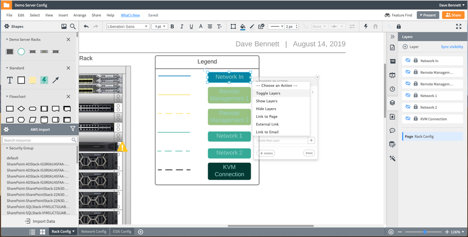 setting actions in Lucidchart
