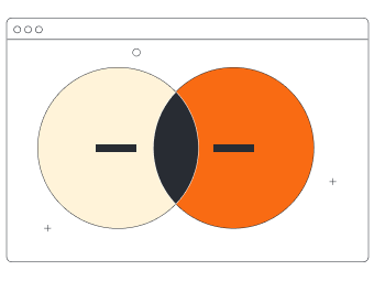 venndiagram met twee verzamelingen in een browser