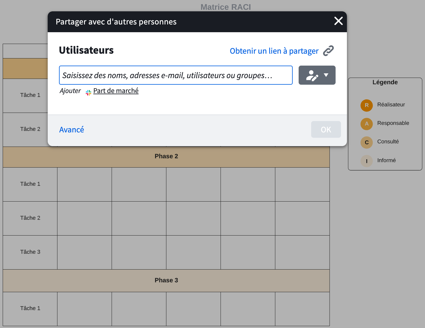 Customise and share your RACI matrix online