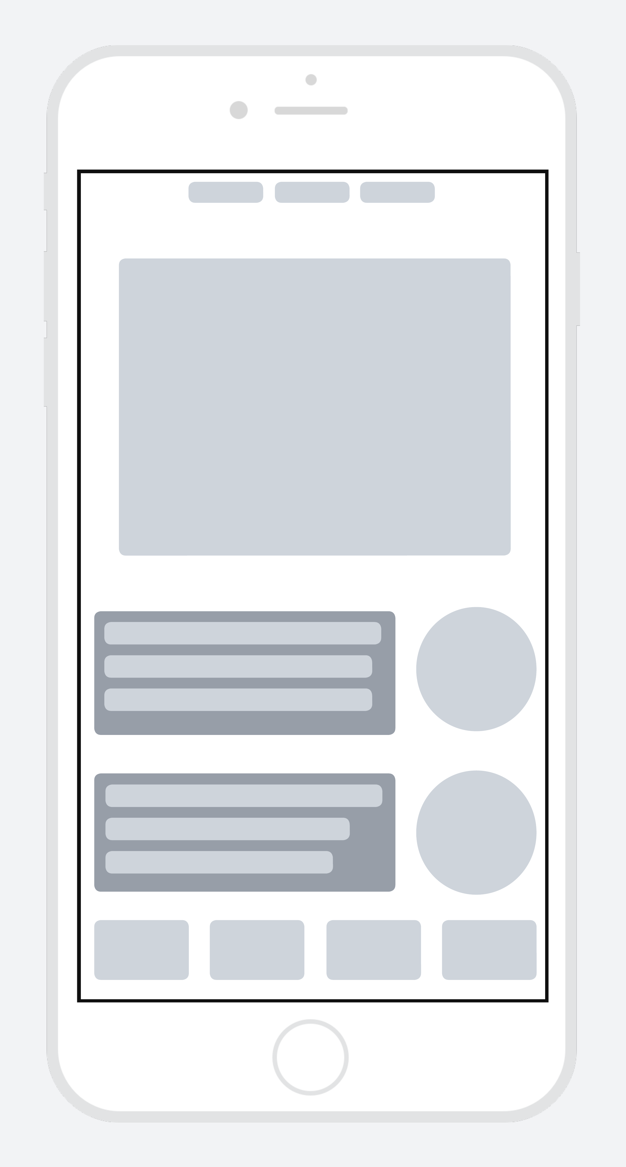 Modelo de wireframe de celular