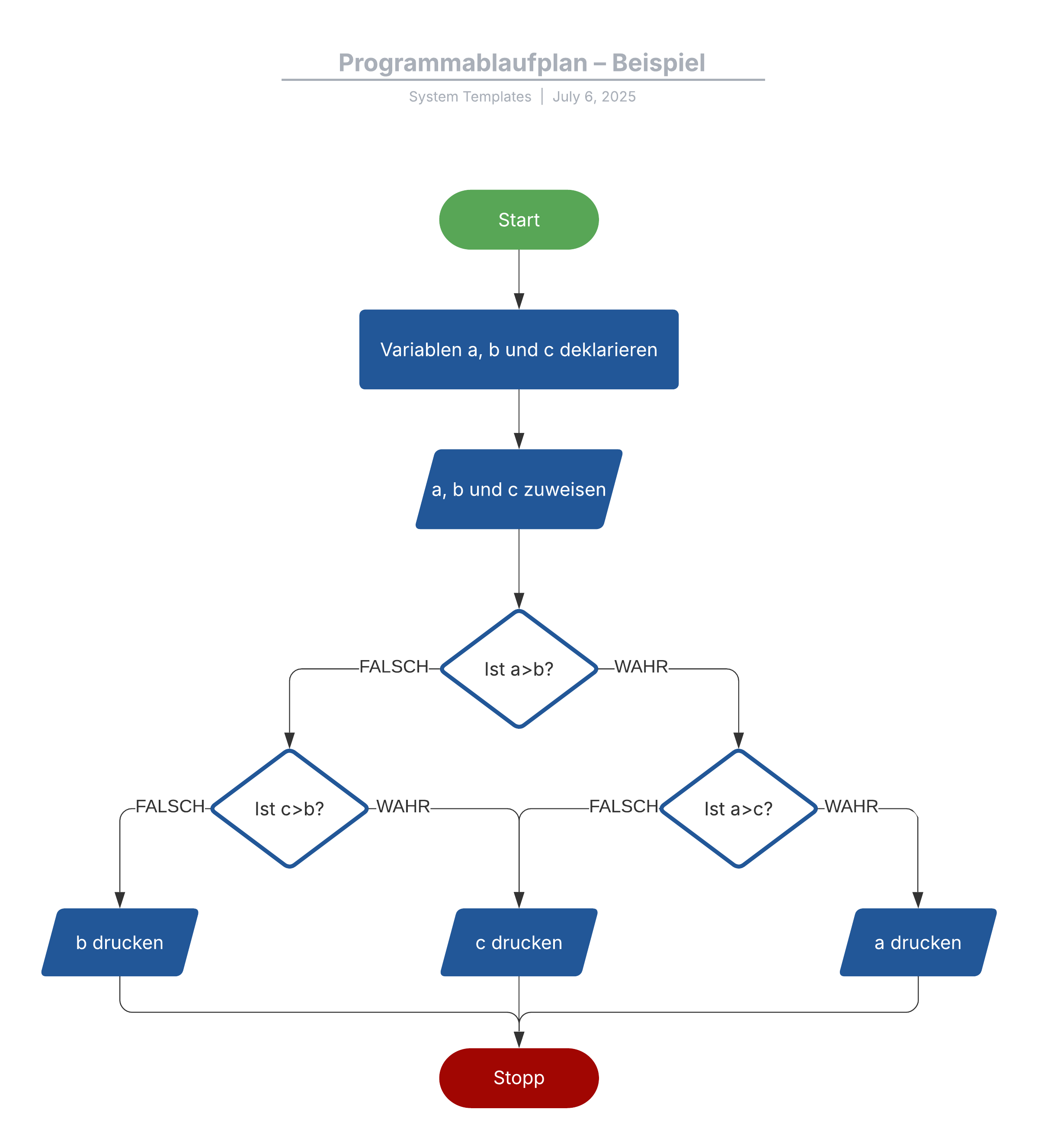 Flussdiagrammvorlage für die Programmierung