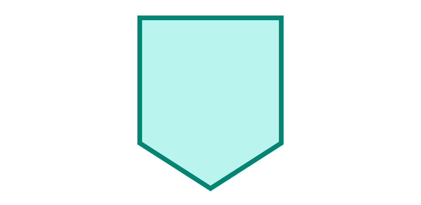 Teal upside down pentagon
