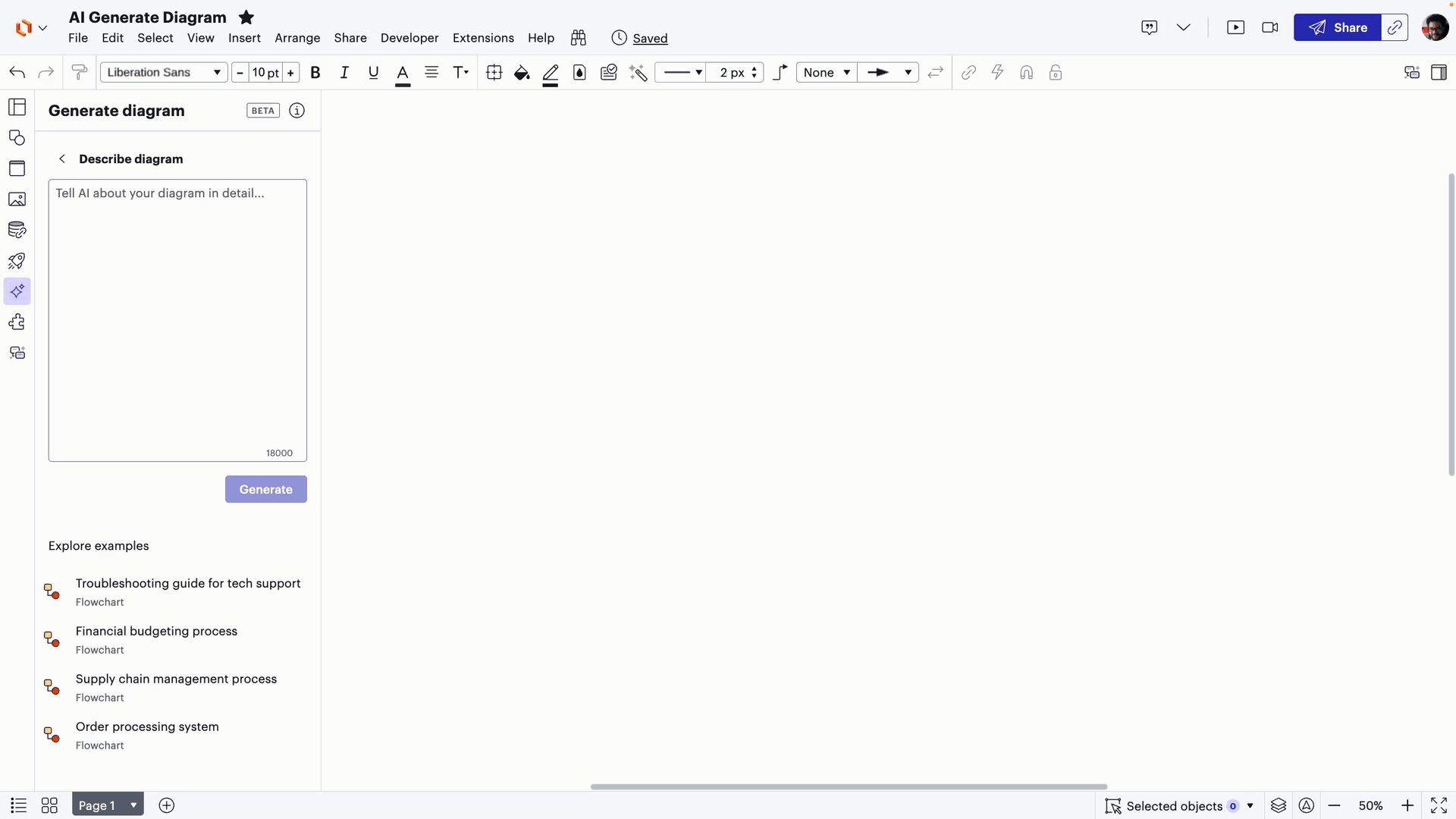 Example of generating a diagram in Lucidchart
