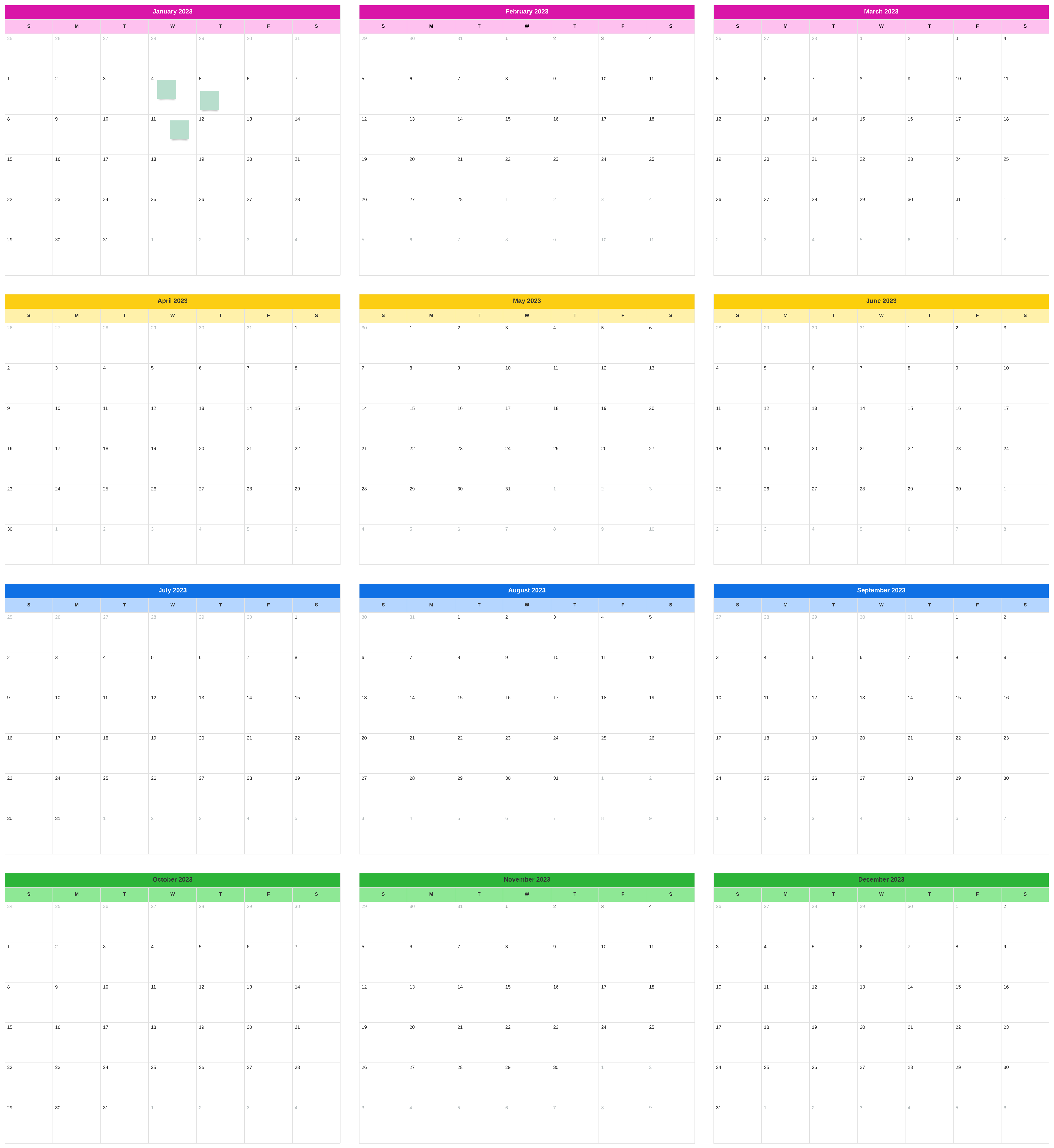Annual calendar template example (click to edit online)