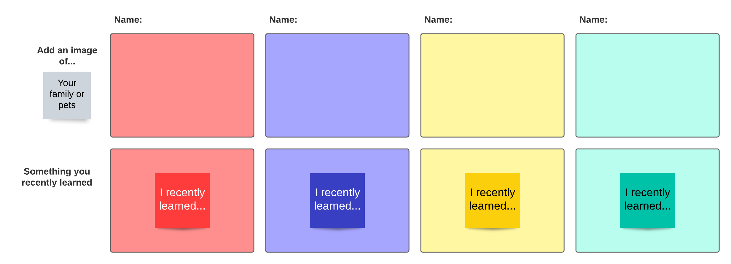 Quick share icebreaker example (Click on image to modify online)