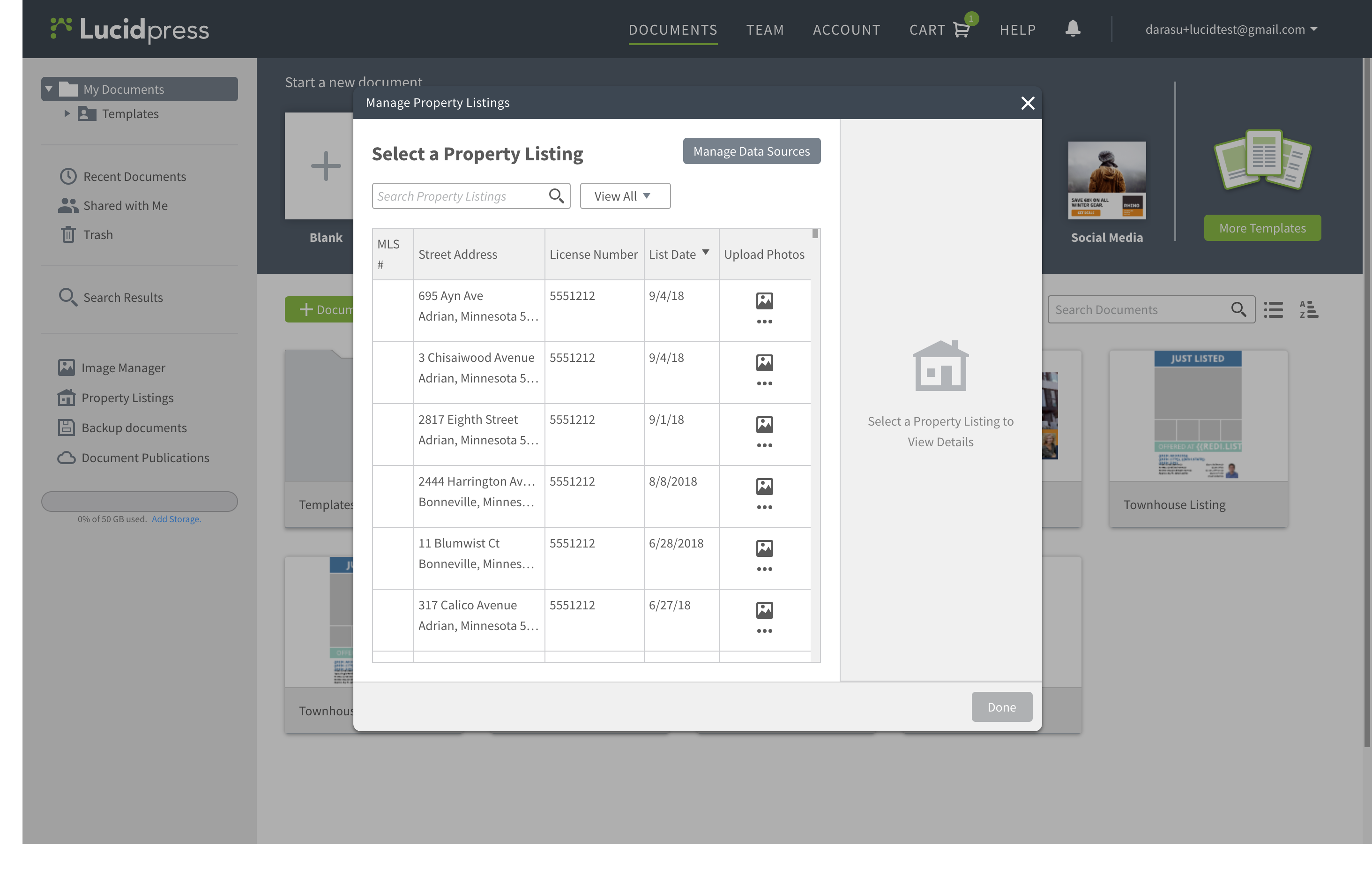 Manage Property Listings Data from the Documents List