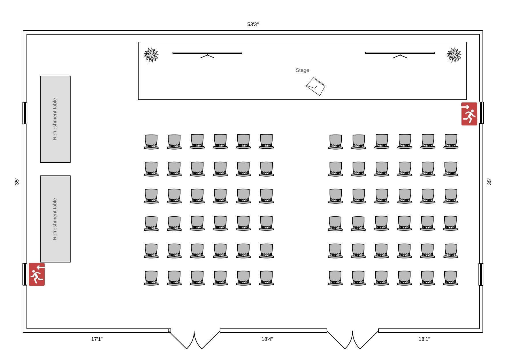 Anpassbare online Vorlage eines Konferenzraumgrundrisses