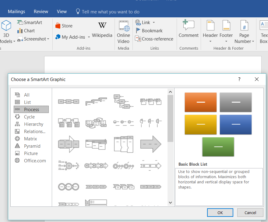 Smart Art Graphics Menu
