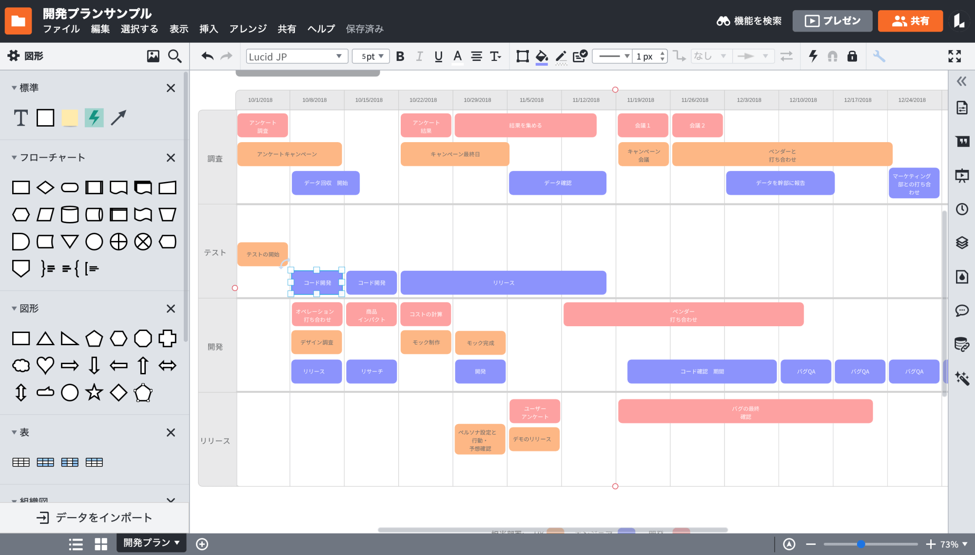 Lucidchart タイムスケジュール作成ツール