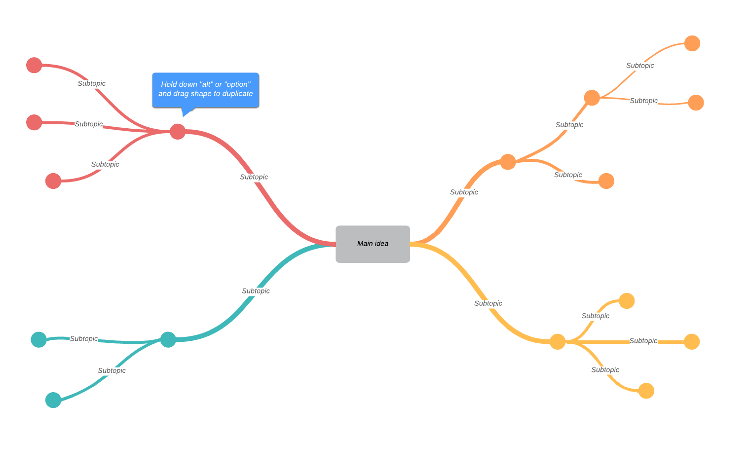 Mindmap met lijnen (klik op de afbeelding om online aan te passen)
