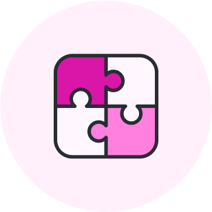 Decorative image of pink puzzle pieces fitting together.