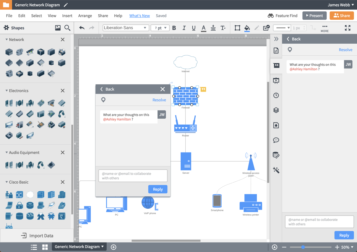 Onboarding engineers can comment and @mention users with questions
