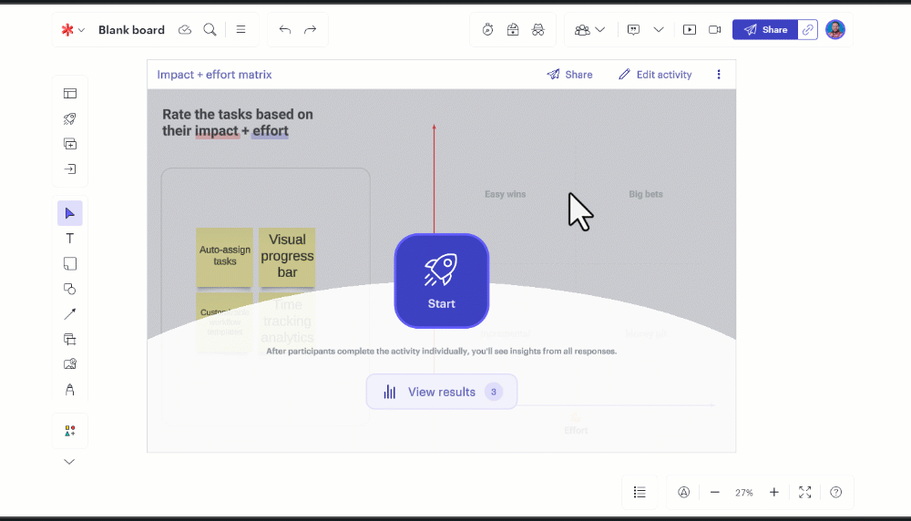 An example of using a visual activity in Lucid to make decisions as a team.