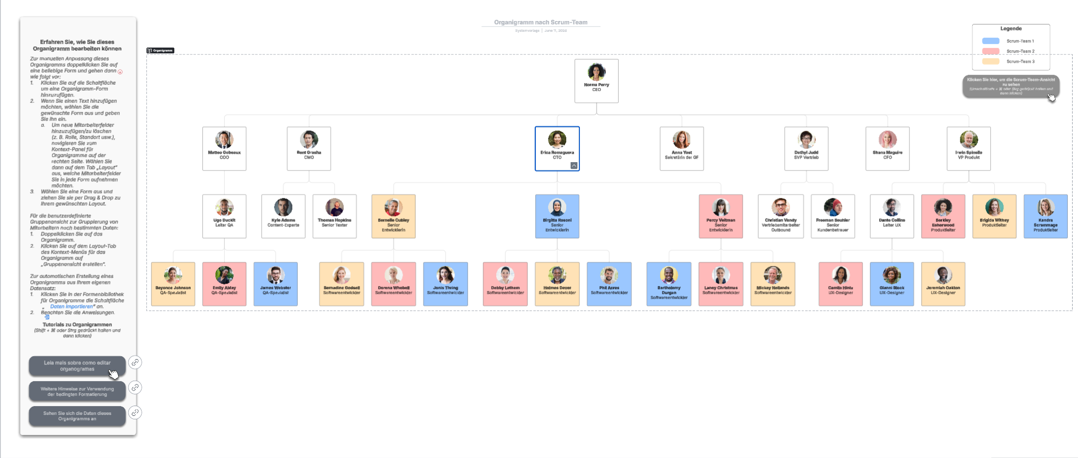 Organigramm nach Scrum-Team (zum Bearbeiten auf das Bild klicken)