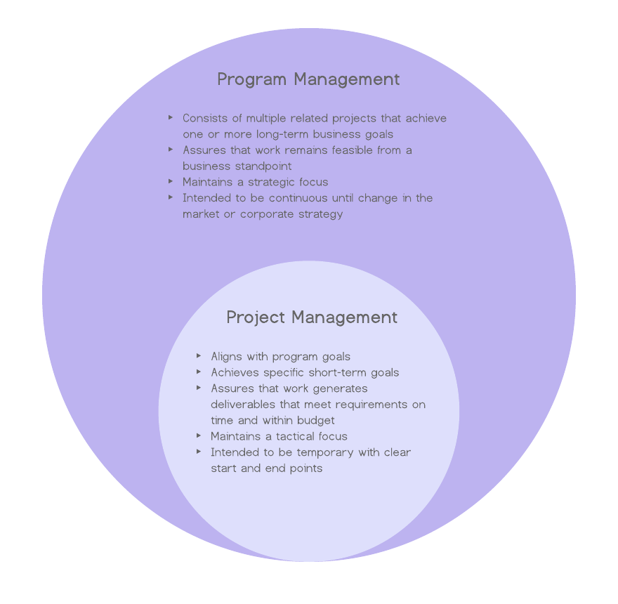 Projekt- vs. Programmmanagement (klicken Sie auf das Bild, um es online zu bearbeiten)