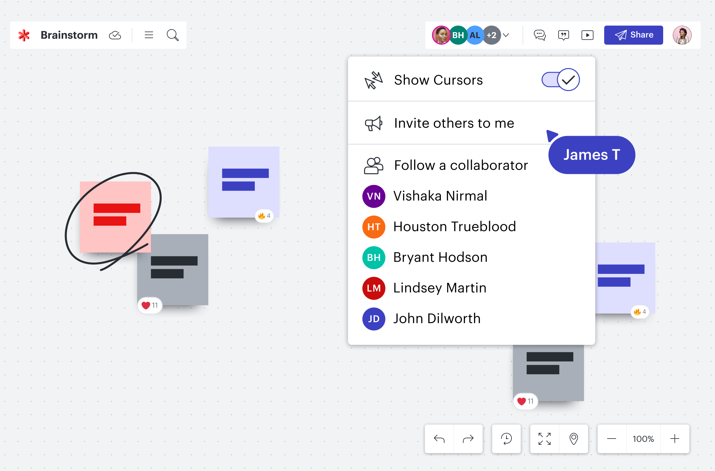 Follow a collaborator to increase focus in a working session.