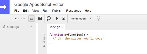 The built-in editor for Google Apps Script add-ons