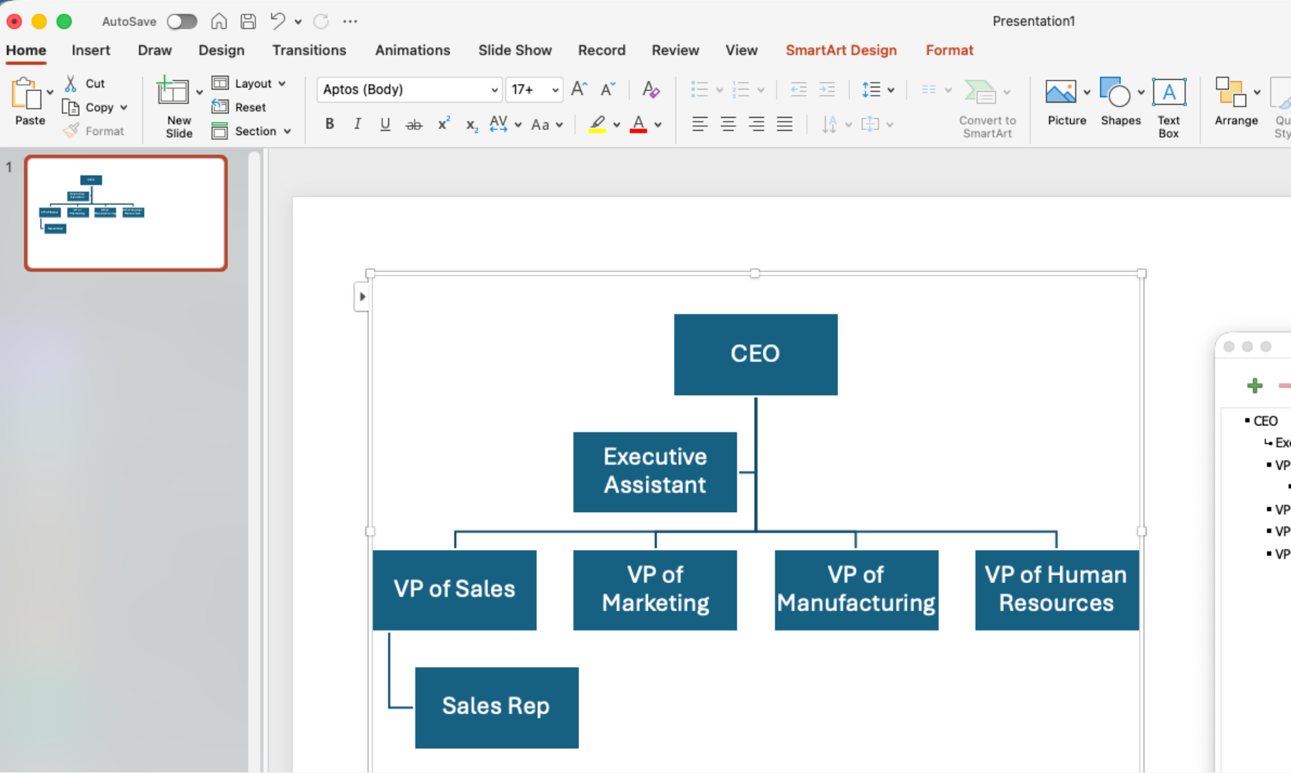 Adding employee shapes and names to an org chart in Microsoft Word